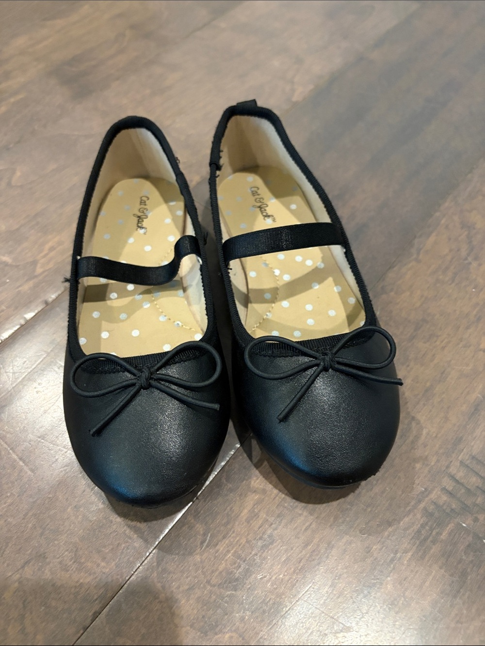 Cat & Jack Black Mary Jane Ballet Flats with Bow 11 toddler elastic band